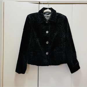 Euro Black Faux Shearling Coat Med